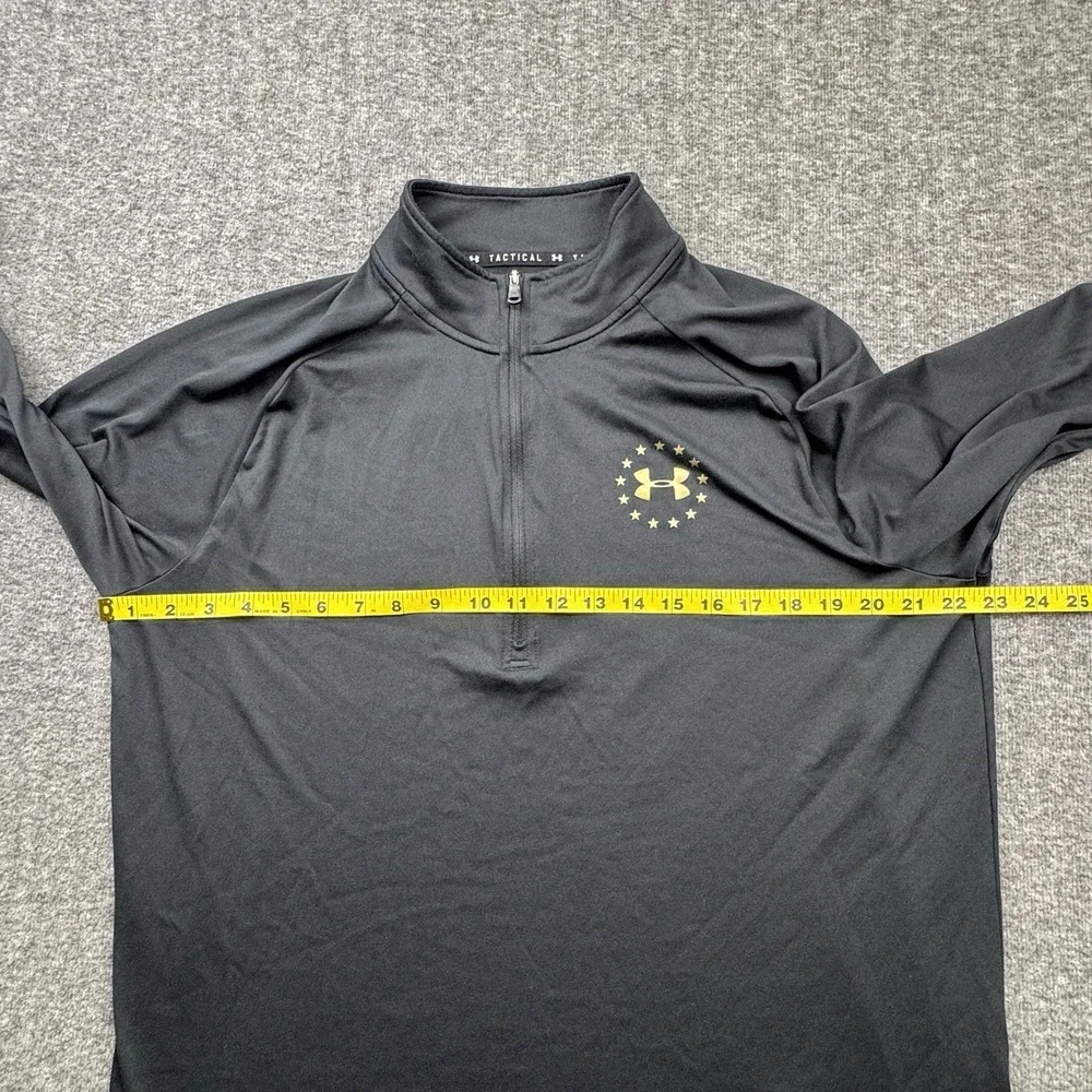 Under Armour Tactical Pullover Mens‎ Large Black 1/4 Zip HeatGear Flag Stars USA